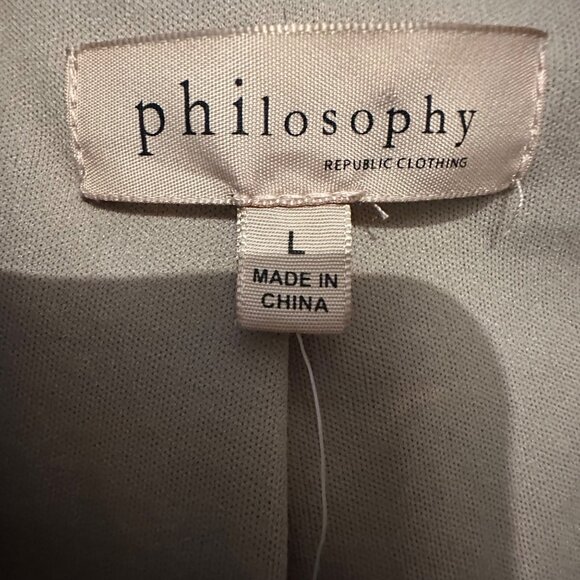 Philosophy Taupe Sleeveless Moto Vest Jacket L With Zipper Pockets & Notch Lapel - Picture 3 of 12